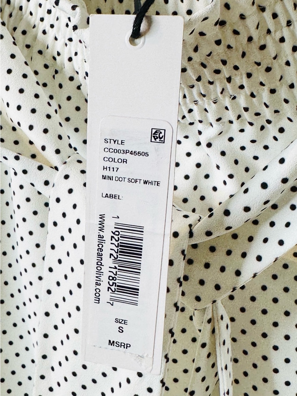 Alice + Olivia Soft White Black Mini Dot High-Waist Tie-Front Shorts NWT - Picture 11 of 15